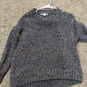 Seven7 Gray Speckled Crew Neck Sweater